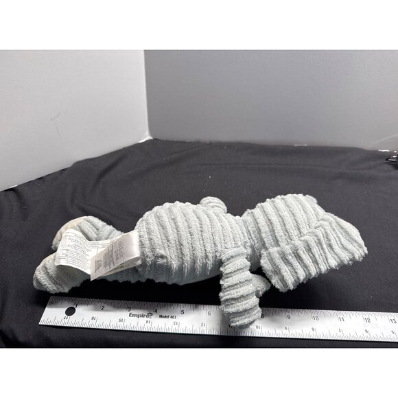 Soft Gray Ribbed Plush Elephant Baby Toy By Chick Pea - Adorable & Cuddly Design - Picture 2 of 6